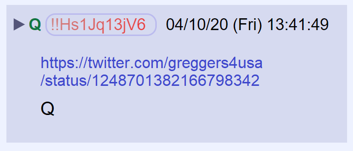 45) Q posted a link to the above tweet by  @greggers4usa The subpoenas would likely be in connection to Durham's investigation of FISA abuse against President Trump.
