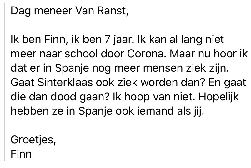 vanranstmarc's tweet image. Finn maakt zich zorgen over de gezondheid van Sinterklaas in het door coronavirus getroffen Spanje. 
We zochten het uit!