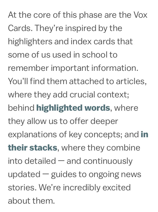 Vox was launched in April 2014 with a radical vision for a new kind of journalism: one where the most banal and credulous people in the world use the power of JavaScript to infantilize their audience in new and innovative ways. I began my first full-time job a few weeks later