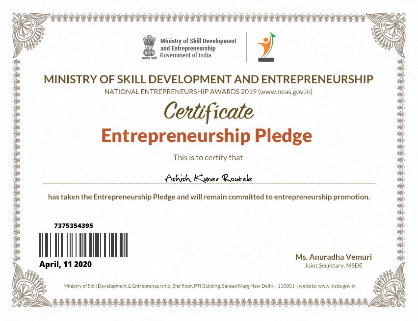 ASHUROUTELA's tweet photo. To support the entrepreneurship mission and to bring all the stakeholders together, I have proudly taken the Pledge. You can also take the pledge https://t.co/4kRRDUjrIA https://t.co/MQymQpirmq via @mygovindia https://t.co/IiyU7KC9hh