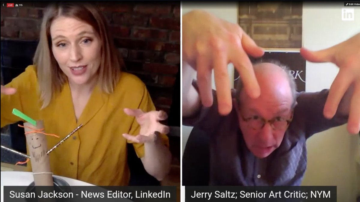 susyjacks's tweet photo. Watch #BusinessUnusual from  @LinkedInEditors to see how COVID19 is changing the way we work. Stay for @jerrysaltz and I pretending to be gargoyles https://t.co/bmweQmMuta https://t.co/SDon00V3Q4