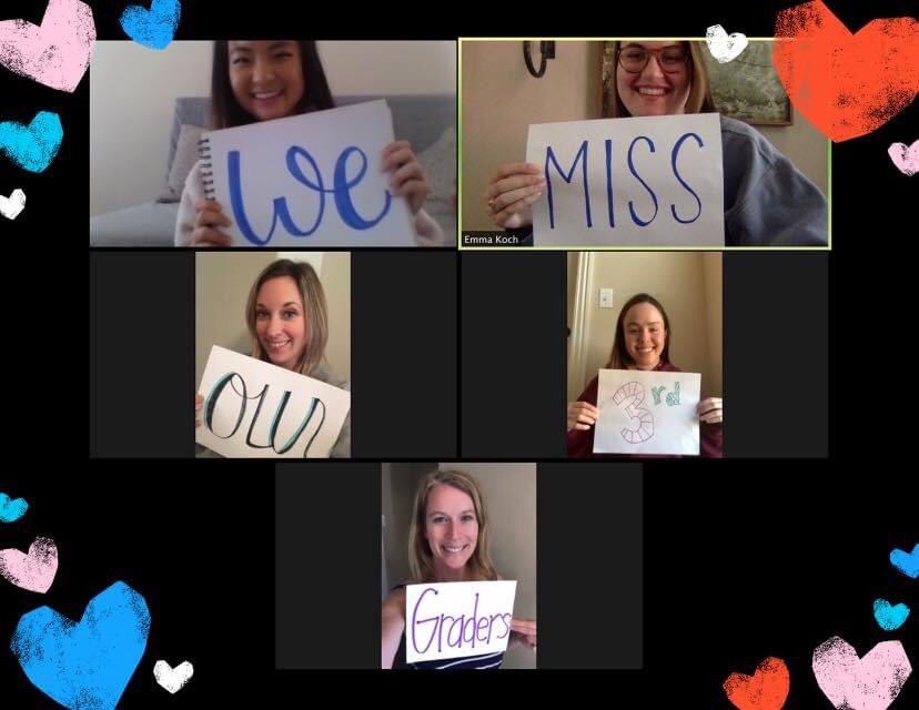 MrsMagera's tweet photo. When you Zoom on a Friday for an hour &amp; a half when there’s no school just bc you miss your team...you end up creating signs like this bc we miss our students more 🥰
#CampHosp#3rdGrade  @Morgan_hicks9 @Janice_Tan23 @kochclassroom @mrs_pignone https://t.co/6ztbYhjjav