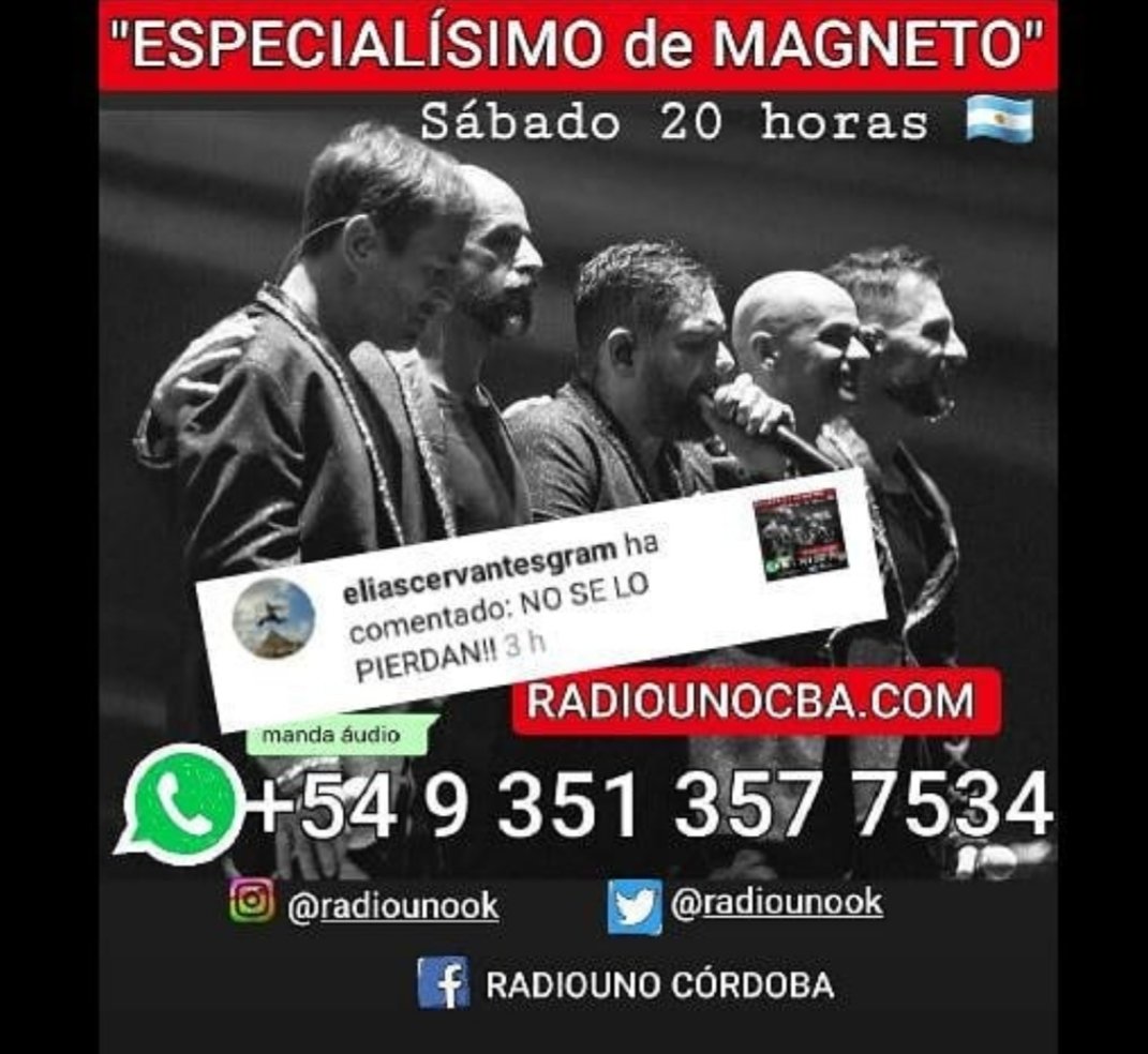 lauritaguzman's tweet photo. @radiounook presenta el #especialisimo de @MAGNETOOFICIAL2 ➡️NO TE LO PODES PERDER⬅️ cómo dice @ELIASCERVANTES Nos acompañas? @ORMSonora @ORMQuito @ORMGuayaquil @ORMElSalvador @ORMCostaRica @ORMCampeche @ChicasChicMyMEc @GeneracionMM_Of @ChicasChic_MyM @ORMYucatan @ORMCdMx 💐 https://t.co/F5Rg87RVQT