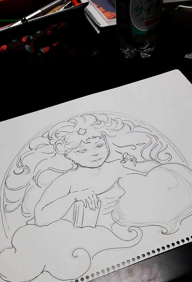 星谷志摩 בטוויטר おはようございます 今日も天気が良いですな お仕事で使うイラストの線画が完成したのでチラ見せ といっても アルフォンス ミュシャ先生様の作品を模写 自分絵を付け足して描いたので オリジナルではないです 偉大なお方ですね ほんと