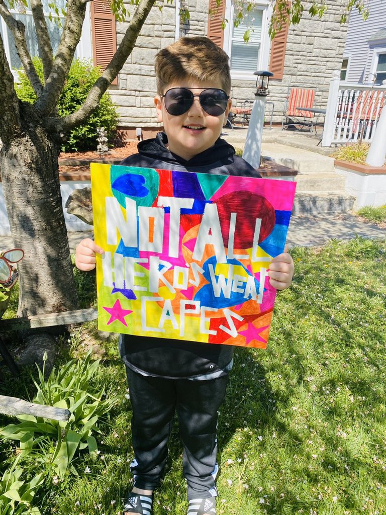 StoffelSuzy's tweet photo. A special thank you to all the health care &amp; hospital workers and first responders from @SempleStars 4th graders!
#WeAreJCPSAtHome 
#HealthcareHeroes 
#NotAllHerosWearCapes https://t.co/fWpdaHP07b