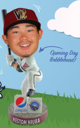 4/9/20: Opening NightTwo Midwest League teams started their season with a bobblehead giveaway. The  @BGHotRods honored their mascot, Roscoe, with a "golden" bobblehead. The  @TimberRattlers, long one of the Minors' most bobble-happy teams, distributed Keston Hiura bobbleheads