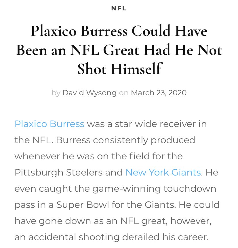 Plaxico was one of the best players on the New York Giants football team and was carrying an unlicensed gun in a club in New York City – there is a mandatory jail term for carrying an unlicensed gun NYC. He both figuratively and literally “shot himself in the leg”
