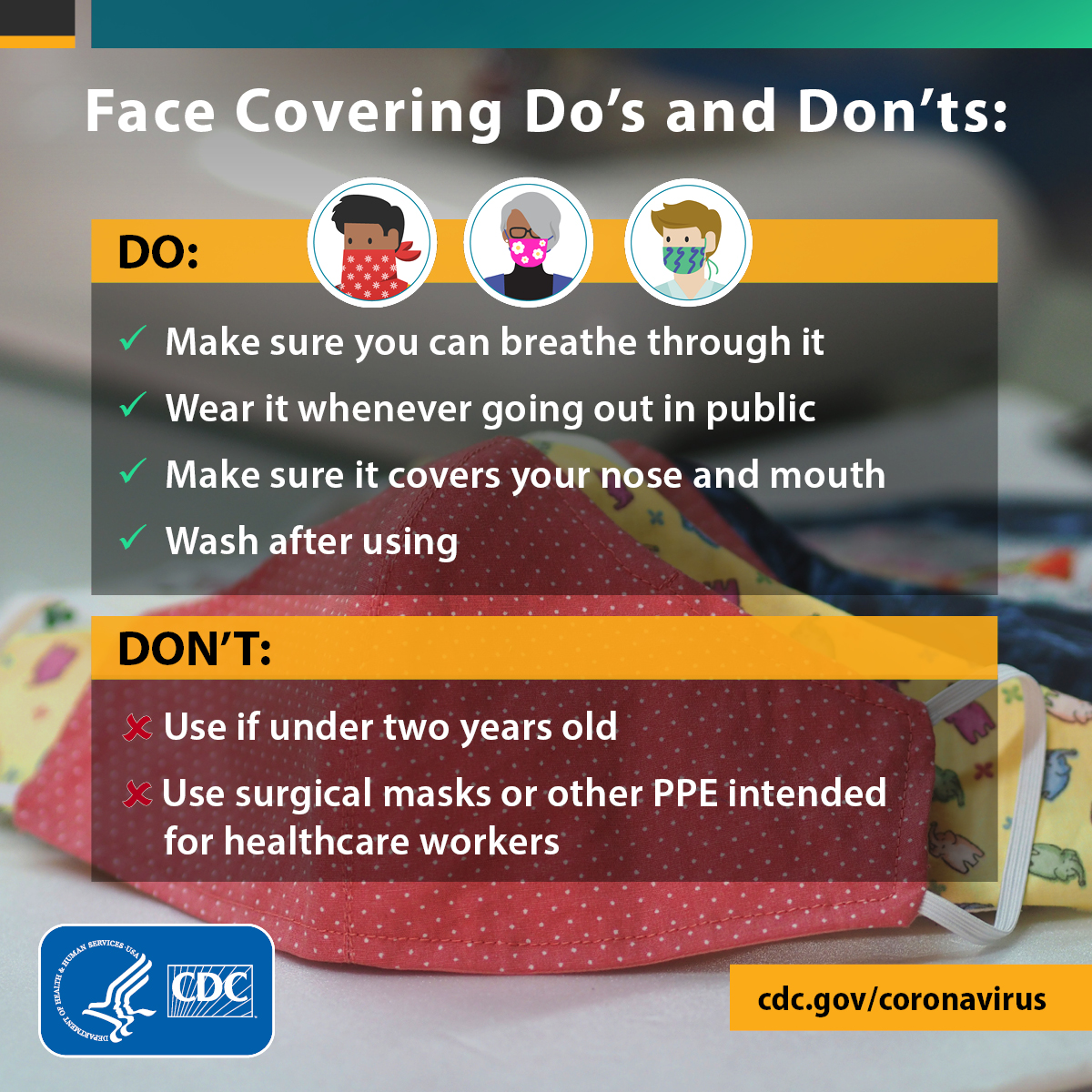 Beginning on Monday, April 13, 2020, anyone in a public space in Osceola County will be required to wear a face covering. For more info, including tips on how to create a face covering, visit ow.ly/jFtO50zbf4f.