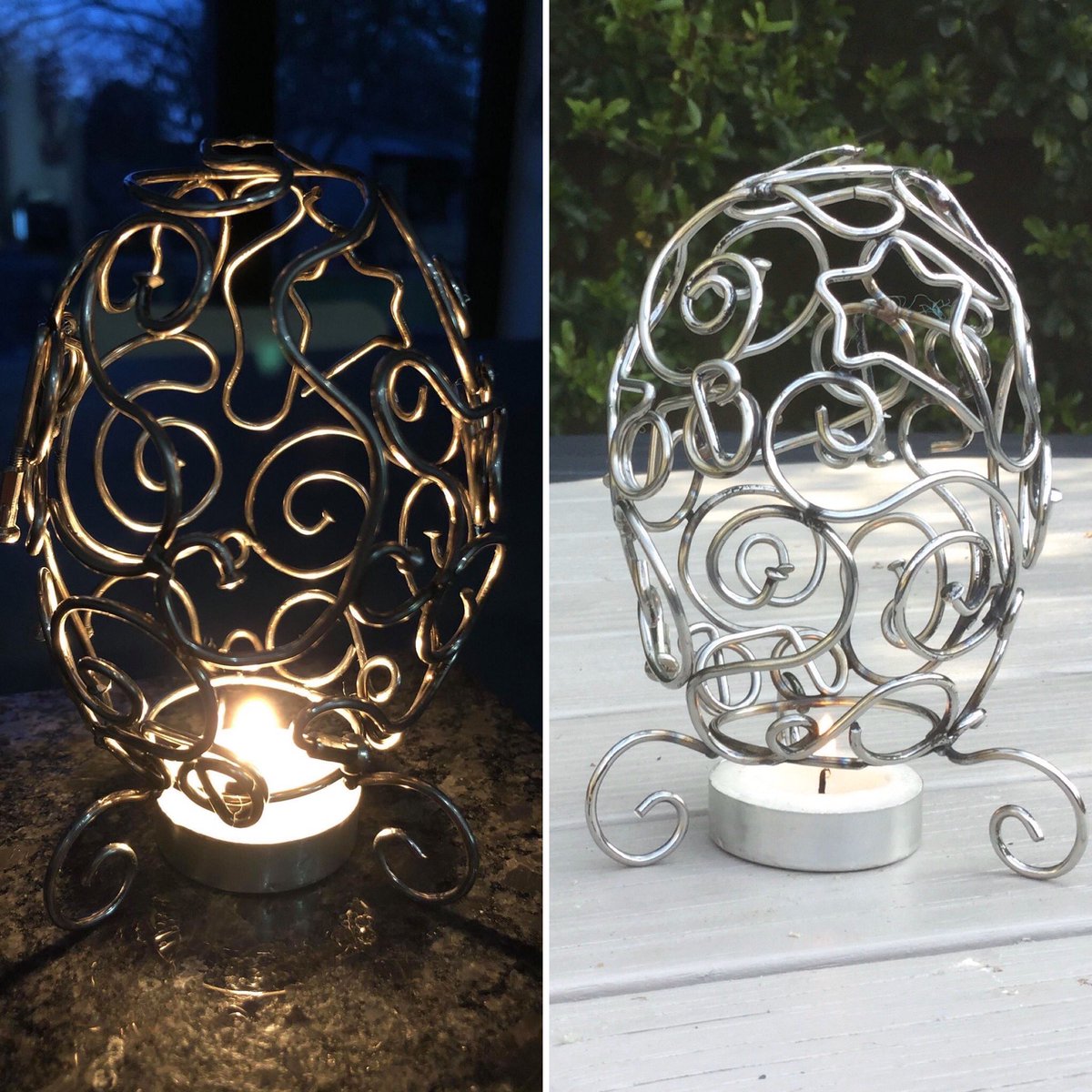 Out of that mixing bowl of scrap spokes and discarded bits of bracelets and necklaces, emerged this!  Faberge inspired Egg.  Happy Easter everyone! 🐣 #EasterAtHome #madefrombicyclespokes