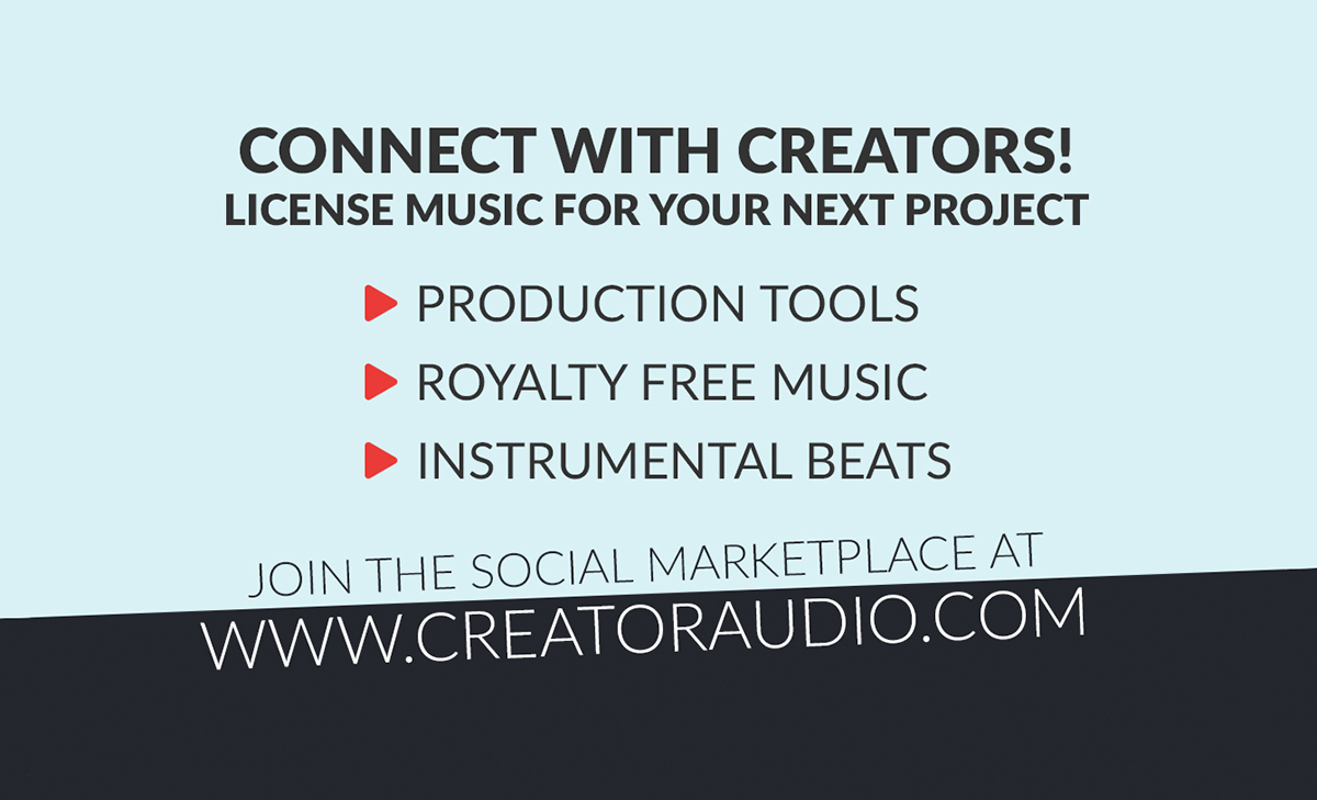 Connect With Creators!
License music for your next project.
creatoraudio.com
#creatoraudio #musiclicensing #creator #beats #productiontools #royaltyfreemusic #instrumentalbeats