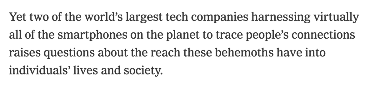 kashhill's tweet photo. Apple &amp; Google teaming up to trace everyone who could potentially have coronavirus is another science fiction plot made real. This is all "opt in" but how long does that last? What privacy looks like in post-pandemic world is unimaginable to me right now.  https://t.co/cXCoKqorDW https://t.co/bz5iNKi3C8
