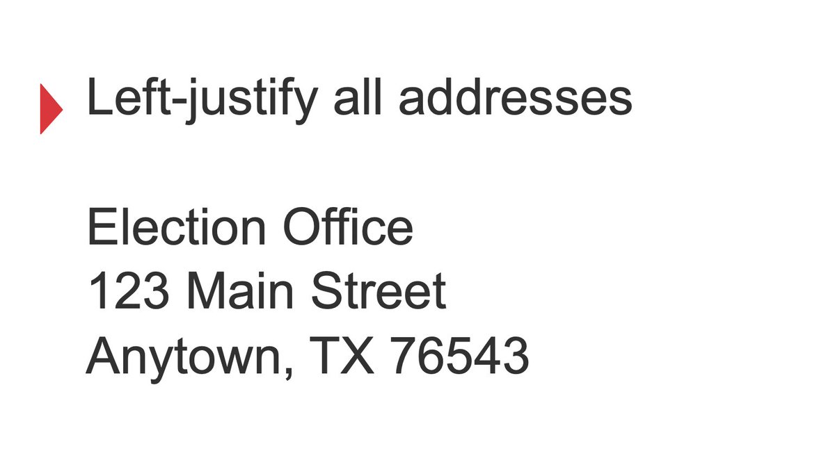 Using labels? Be sure that the voter address is the MOST PROMINENT part of label.Affix it as straight as possible.