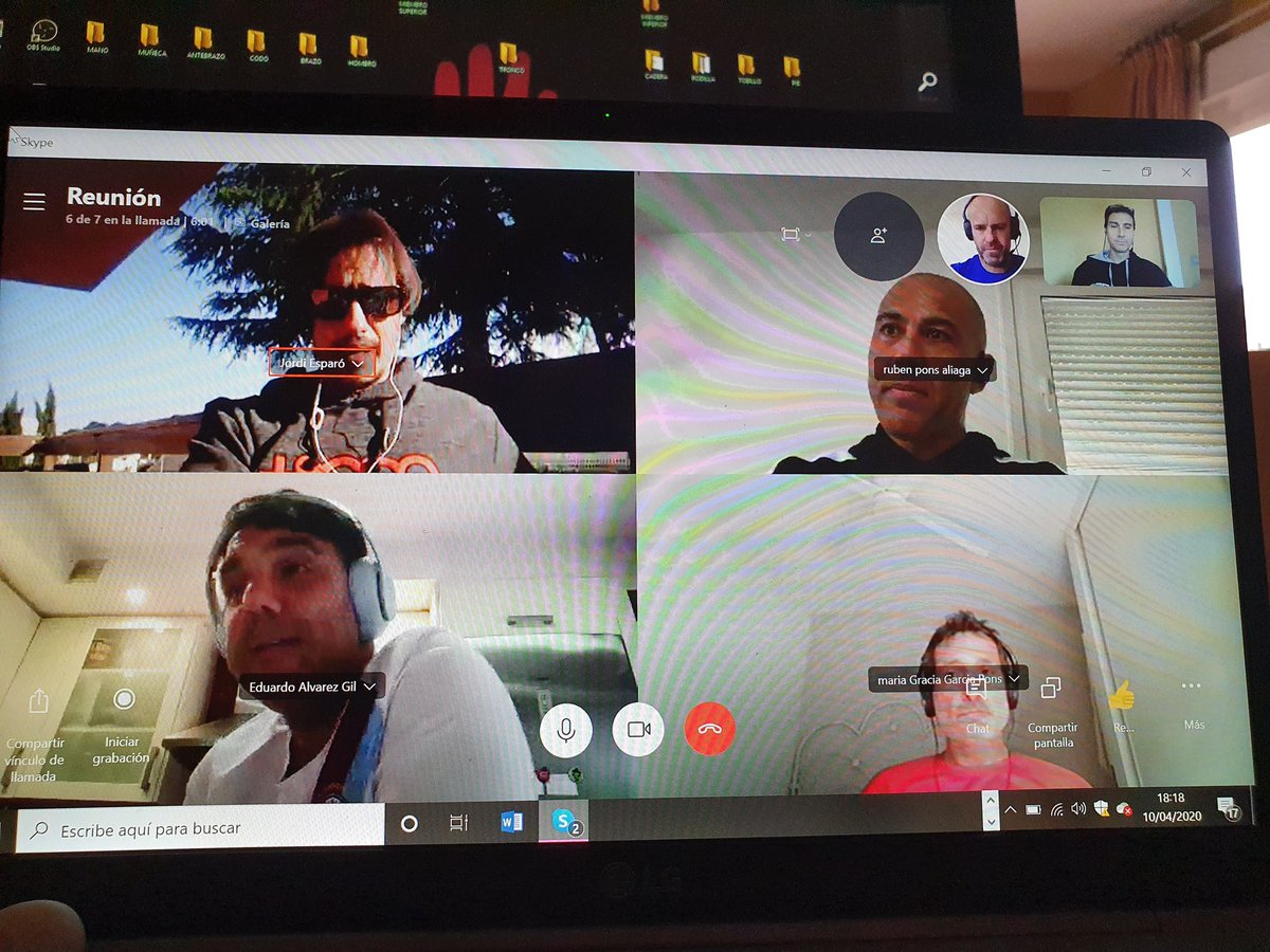 Otro día de confinamiento en buena compañía! Cuantas cosas positivas sacamos de estas reuniones !  #COVIDー19 #fisioterapia #Fisioterapeuta <a href="/rubenponsfisio/">Ruben Pons</a> <a href="/elfisiodelalbir/">Nacho Candela</a> <a href="/kinesys25/">Kinesys Sport</a> <a href="/jesparo/">Jordi Esparó</a> <a href="/edufisiomieres/">Eduardo Alvarez Gil</a>