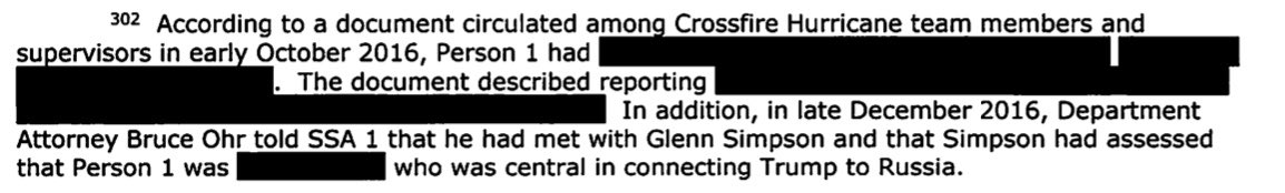 FN302 - Sergei Millian (Person 1) was suspected of being a Russian Intelligence OfficeAlso confirmation that Bruce Ohr mentioned Millian in Dec 2016 to Joe Pientka