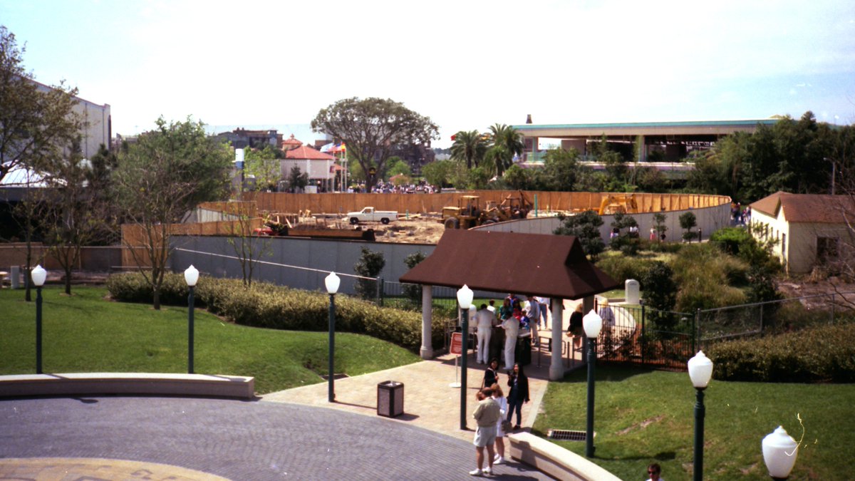Construction of Fievel's Playland, as seen early 1992 from balcony of original Hard Rock Cafe in Universal Studios Florida.