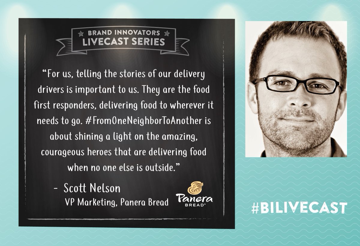 BrandInnovators's tweet photo. "For us, telling the stories of our delivery drives is important to us." - @panerabread's VP #Marketing, Scott Nelson discussing the uplifting #FromOneNeighborToAnother campaign #BILIVECAST https://t.co/txnxOlDbl6
