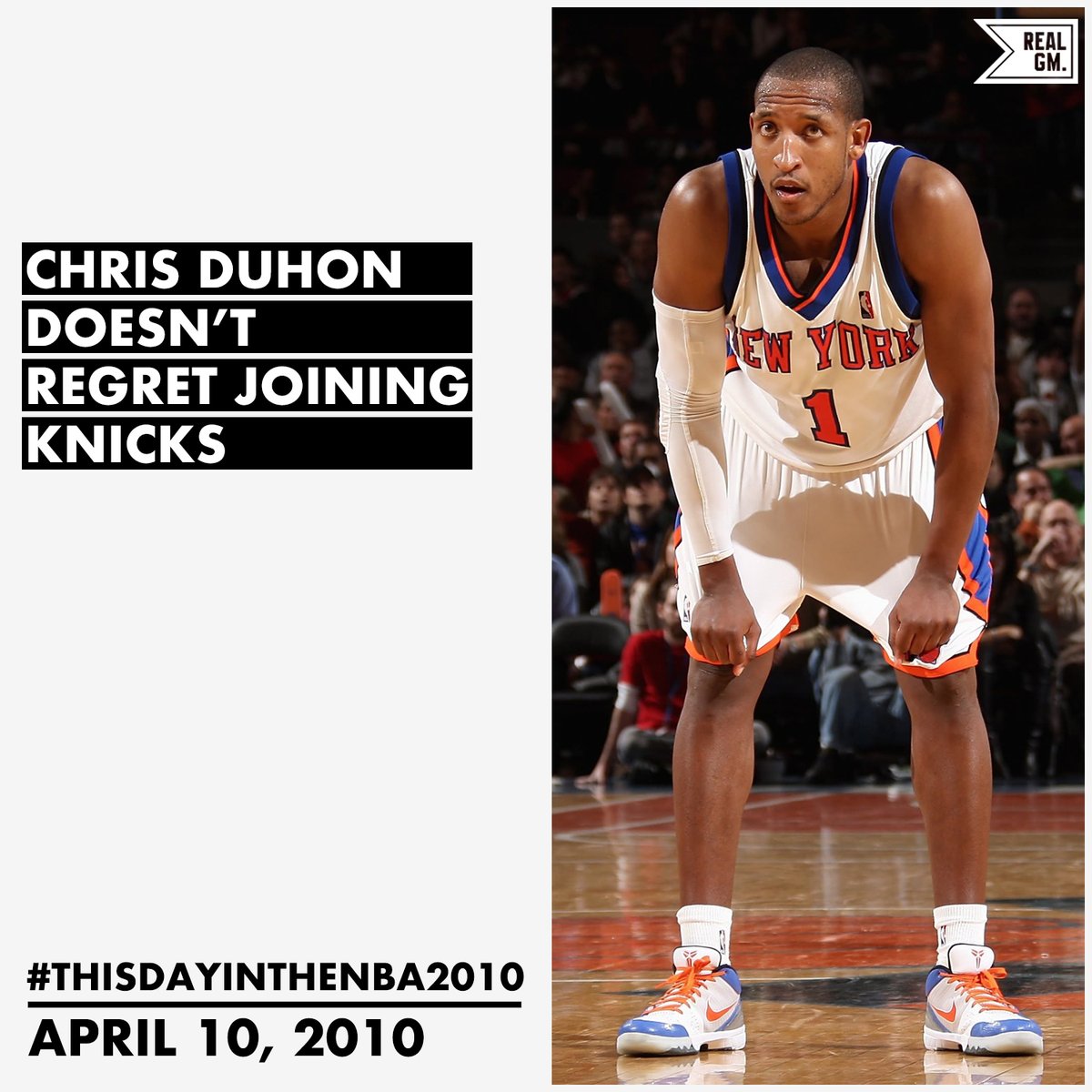  #ThisDayInTheNBA2010April 10, 2010Chris Duhon Doesn't Regret Joining Knicks https://basketball.realgm.com/wiretap/203209/Chris-Duhon-Doesnt-Regret-Joining-Knicks
