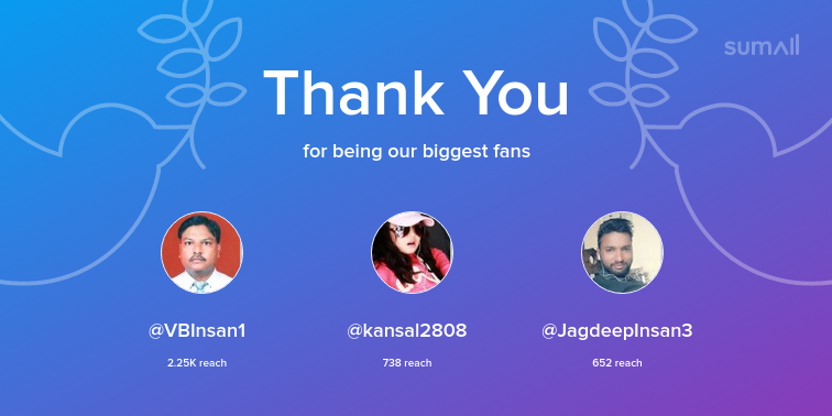 PRINCE_insa_'s tweet photo. Our biggest fans this week: VBInsan1, kansal2808, JagdeepInsan3. Thank you! via https://t.co/1YW455Cik7 https://t.co/3eh7JsX9nQ