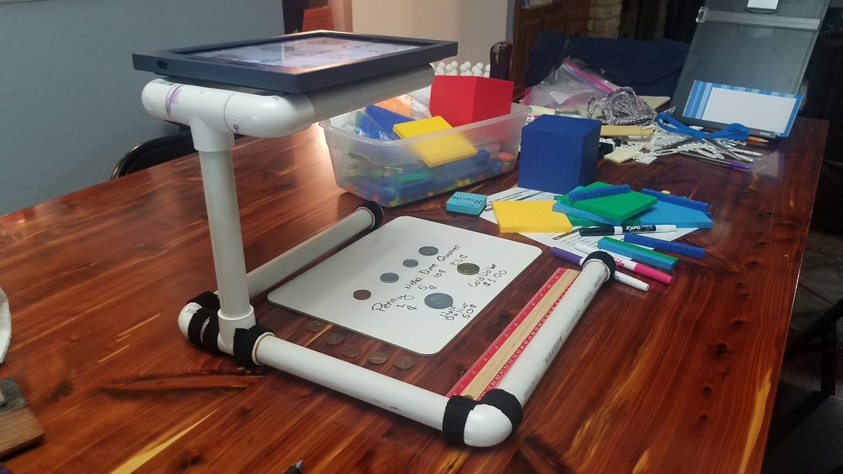 MrsPruenteCCE's tweet photo. Creating varies lessons for classes on seesaw, my husband saw me struggling to video while explaining,So he made me a "document camera" out of PVC pipe to hold my iPad as I record... worked like a charm!
#MidwayandBeyond
#CCEandBeyond
#1MidwayMath
#SeeSaw https://t.co/duO6cmE2rT