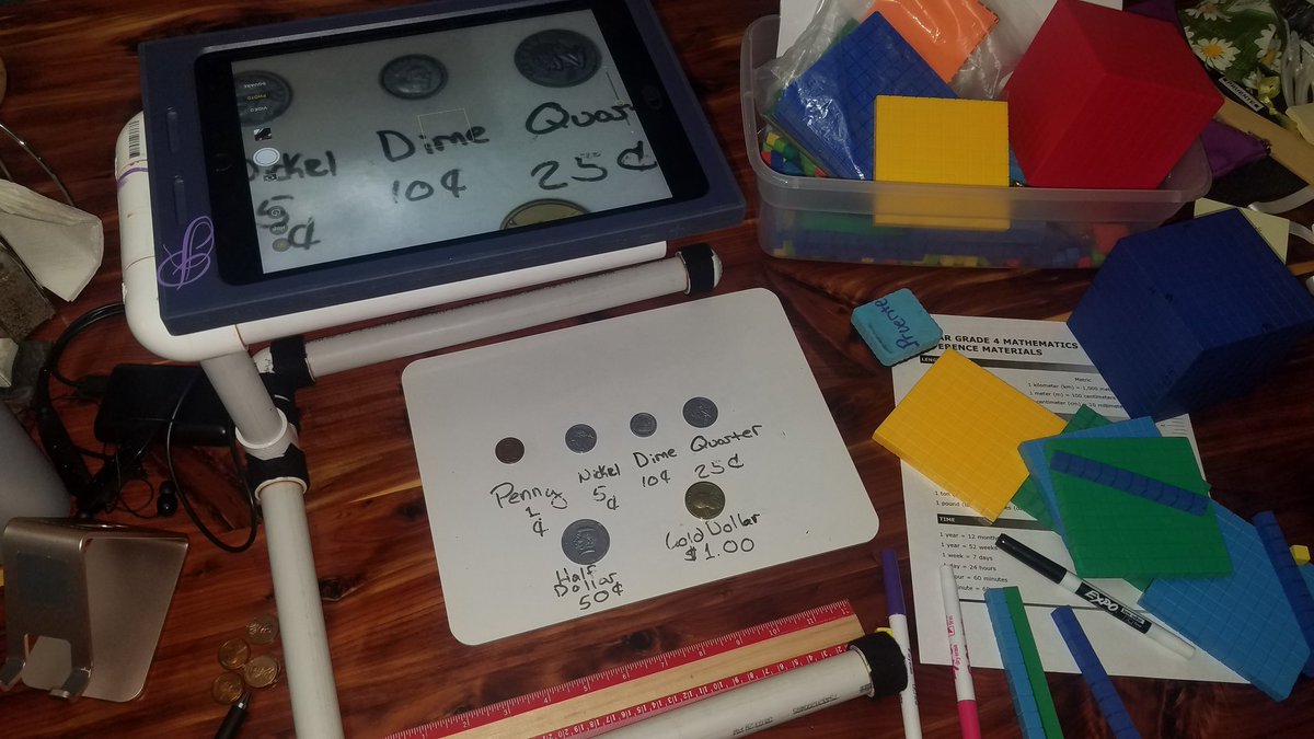 MrsPruenteCCE's tweet photo. Creating varies lessons for classes on seesaw, my husband saw me struggling to video while explaining,So he made me a "document camera" out of PVC pipe to hold my iPad as I record... worked like a charm!
#MidwayandBeyond
#CCEandBeyond
#1MidwayMath
#SeeSaw https://t.co/duO6cmE2rT