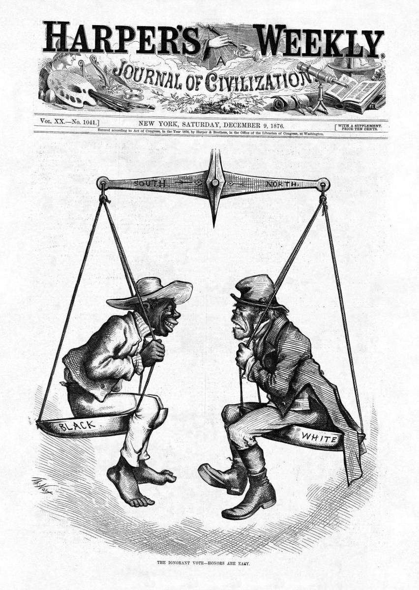 ( #CW blatant racism)Though some of Thomas Nast's cartoons were also, uhh....interesting. Lots of distasteful depictions of black people, but he seems to actually support emancipation, so that's pretty cool. (Check my image descriptions I've been adding for clarity on images.)