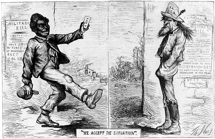 ( #CW blatant racism)Though some of Thomas Nast's cartoons were also, uhh....interesting. Lots of distasteful depictions of black people, but he seems to actually support emancipation, so that's pretty cool. (Check my image descriptions I've been adding for clarity on images.)