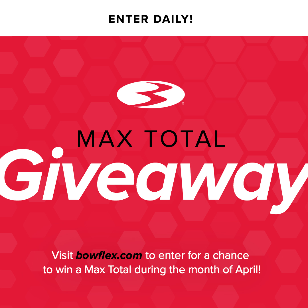 Bowflex's tweet photo. Don't forget to enter #daily for your chance to win a Max Total! For all of April we are giving away one Max Total a day - so enter now! Go to: https://t.co/XJ0baE7UqT to enter. Giveaway ends on 5/5/2020. #Giveaway #Bowflex #April #StrongerEveryDay #Sweepstakes #MaxTrainer https://t.co/KSJOFmwvqN