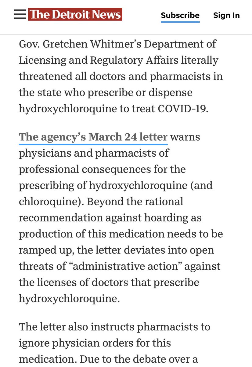 She used the executive branch to threaten investigations for any Pharamacists and Doctors prescribing  #hydroxychloroquine for  #COVIDー19, but changed her tune, after  @NYGovCuomo decided to allow NY to experiment