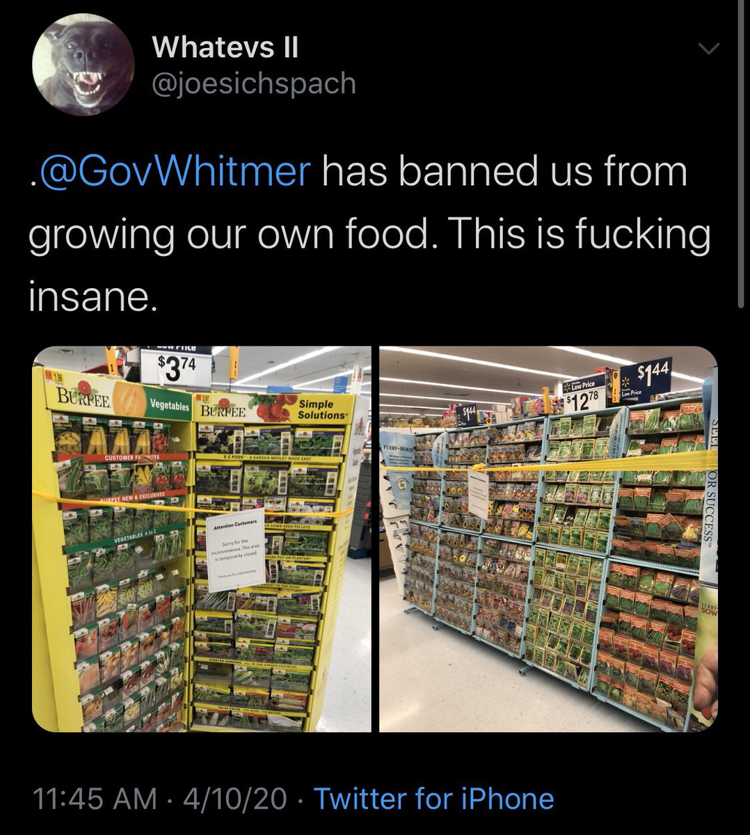 “And don’t fucking dare think about growing Banana Peppers, or you will be arrested!!!”- @GovWhitmer