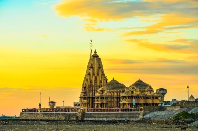 Somnath Temple is believed to be the first among the twelve Jyotirlinga shrines of Shiva which is located in Prabhas Patan near Veraval in Saurashtra on the western coast of Gujarat. Destroyed and reconstructed several times in the past, the present temple was reconstructed in