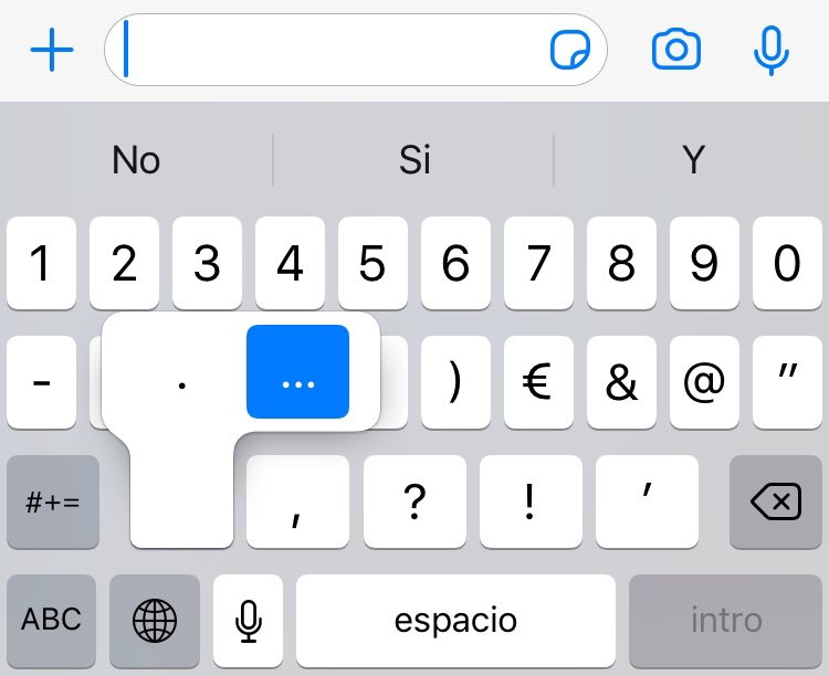 themanualboy's tweet photo. Me acabo de dar cuenta de que si mantienes pulsado el punto te sale la opción de puntos suspensivos, si algún día te sientes inútil piensa en esta función https://t.co/6pRyylSVox