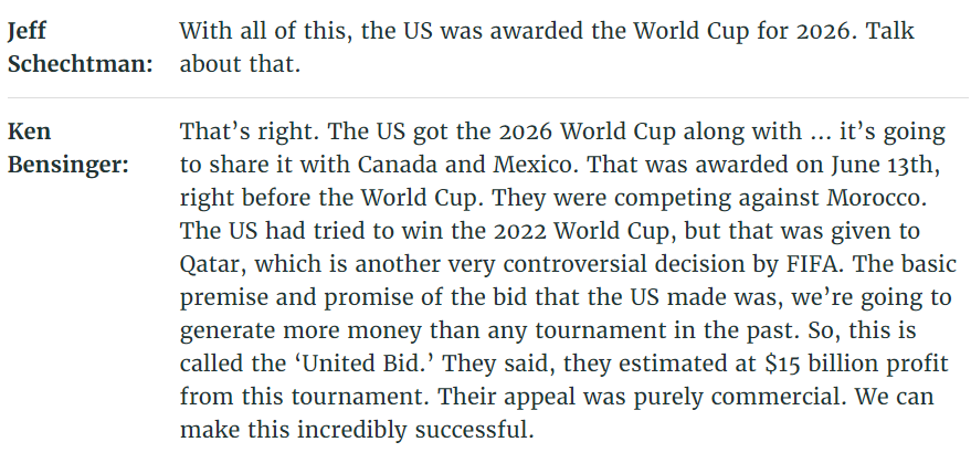 In 2018, FIFA awards the 2026 World Cup to the US &  @Potus; maybe in an effort to placate the US Administration. The continued prosecutions show that didn't work!But it does throw a lifeline to FIFA as an organization, if it cleans up it's act it will get to survive this.