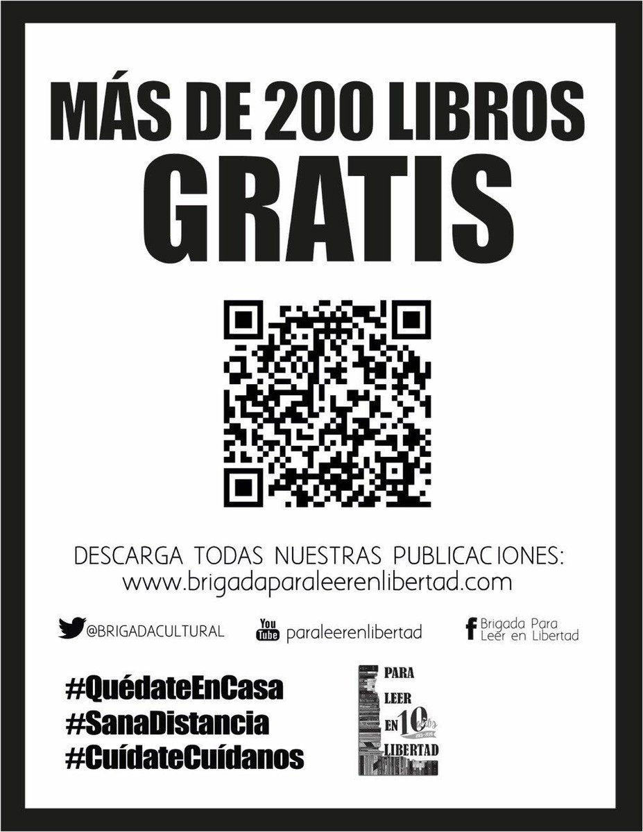 ClaudiaGiselH's tweet photo. La @BRIGADACULTURAL hizo estos códigos QR para que los imprimas y los pegues en las áreas comunes, puertas y ventanas por fuera de tu entorno digital para compartir #200títulos de #descargagratuita 
♥️🏠📚
@LuzGrimaldy 
@juanomarfierro 
@agustinyluca 
@montanowsky https://t.co/Ev717HVsxJ