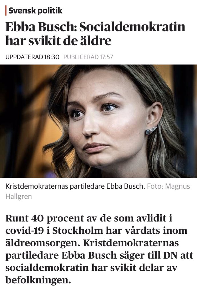 dadgostarnooshi's tweet photo. Kan ngn snälla påminna henne om vem som styr Stockholms vård och äldreomsorg. https://t.co/krChQnqp9r