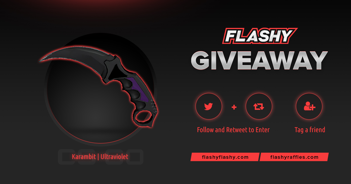 flashyflashycom's tweet image. ⭐️ KARAMBIT Ultraviolet GIVEAWAY !!! 🐰

To win - support us:
🥚 Visit: flashyflashy.com for codes
🥚 Open Free Case: bit.ly/2B0STAj
🥚 Claim your FREE Chest: bit.ly/2VlYD18
🥚 Retweet
🥚 Follow us

⏰ 7 days to enter !

#giveaway #csgoskins #CSGOGiveaway