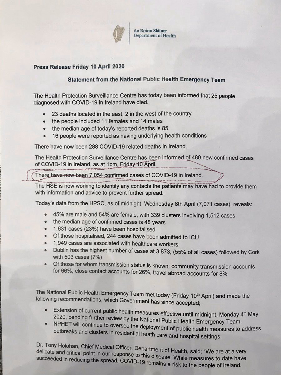 But, in trying to avoid one misleading figure, DoH has created another.By excluding the German samples from its daily total, it ends up excluding them from its headline figure of total cases to date (see the crudely highlighted line below).