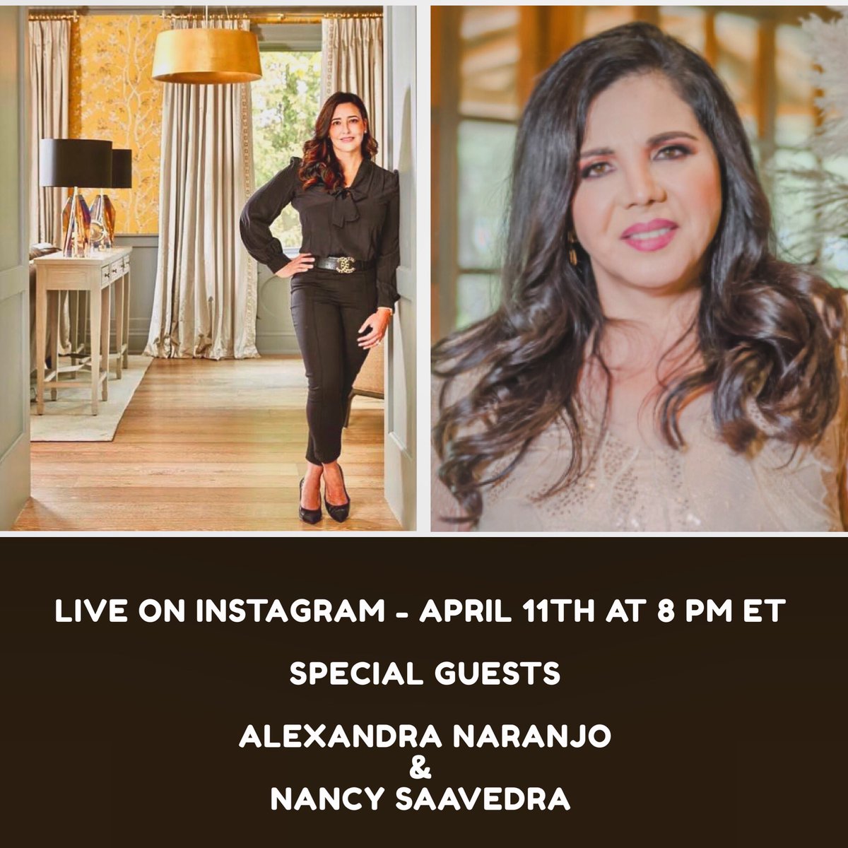 LIVE on Instagram on Saturday, April 11th at 8 pm ET with Jennifer Lipkowitz and Grego Minot.
Special guests: Nancy Saavedra &amp; Alexandra Naranjo