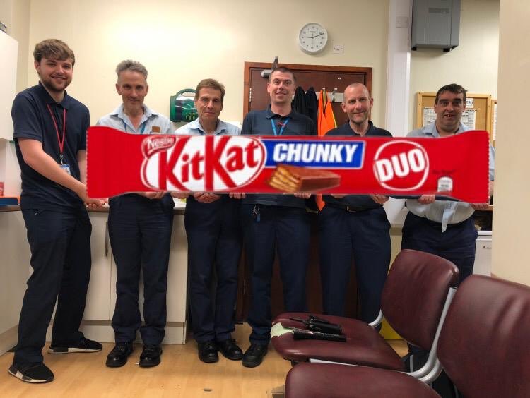 To the person / department who sent Andy McDowall and the porters some kitkats they are much appreciated. Unfortunately I was unable to get a photo as they got eaten very quickly, so we improvised. — with Michael Butler.<a href="/ULHT_News/">NHS United Lincs</a> <a href="/NHSMillion/">NHS Million</a> <a href="/ULHTWellbeing/">ULHT Staff Wellbeing</a>