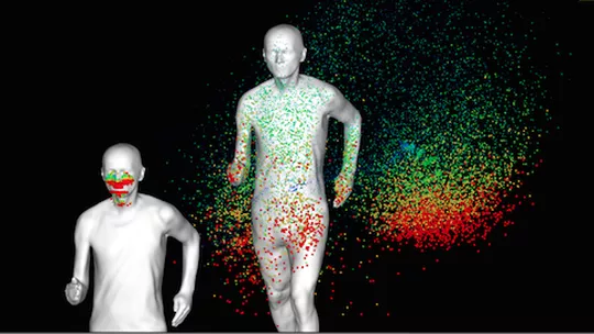 g1's tweet photo. #Riscodecontaminação - Um estudo mostra que quem pratica atividades ao ar livre espalha gotículas por até 20 metros. Os cientistas analisaram simulações feitas em computador e concluíram que a saliva desprendida durante exercícios deixa um rastro no ar https://t.co/TTQTAecQPZ #G1 https://t.co/KkPDzgK8WP
