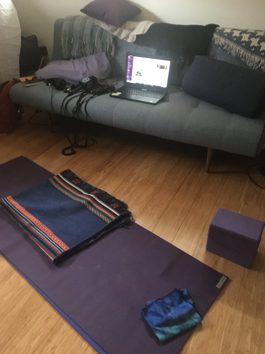 It doesn& #39;t always take such efforts. Environment reporter  @KNKXBellamy has built a mini studio with her couch and a yoga mat.