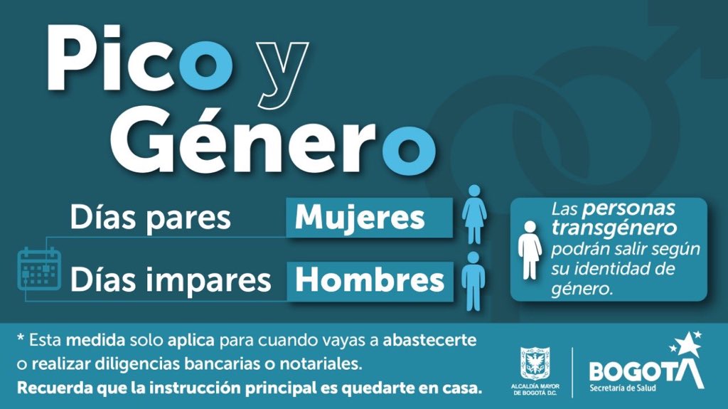 TransMilenio's tweet photo. ¡Quédate en casa🏠 !

Recuerda que a partir de este lunes 13 de abril, para abastecerte o realizar diligencias bancarias, solo podrás circular por @Bogota así👇🏻

#TransMiTeCuida
#CuarentenaPorLaVida https://t.co/63HIeUgz5N
