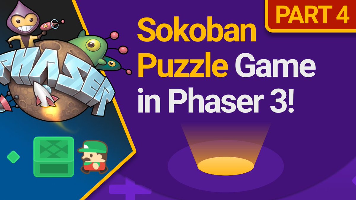  #HappyFriday Part 4 of making a  #sokoban game in  @phaser_ is live  we do some live bug fixing and add proper bounds checking for wallsWatch: Follow this thread so you don't miss part 5 tomorrow #html5  #gamedev  #gamedevelopment  #puzzlegames