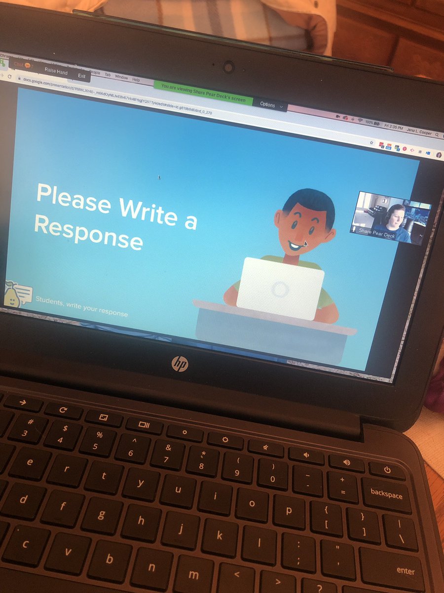 AlwaysUsePencil's tweet photo. Thank you! @CoopTech05 I loved how enthusiastic you were for your @PearDeck 🍐webinar today! I think it’s so important to show students what you’re genuinely excited about. Keeps them engaged! #remotelearning https://t.co/lHqdbTBPpw