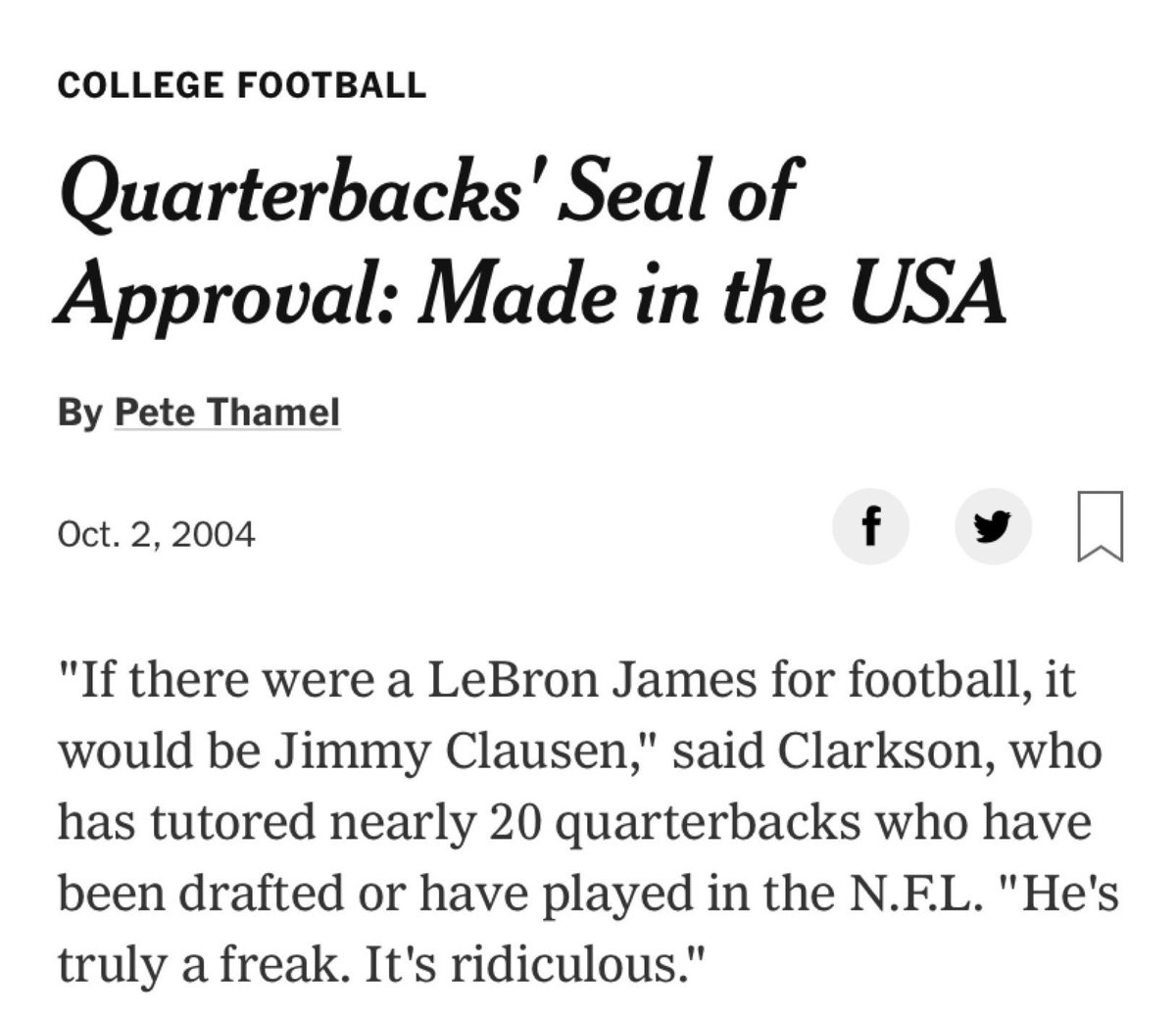Jimmy Clausen (2010)His personal coach once called him the “LeBron James for football.” Of course, Mel Kiper said he’d retire if Clausen was not successful. A great  @RapSheet classic in the collection as well.