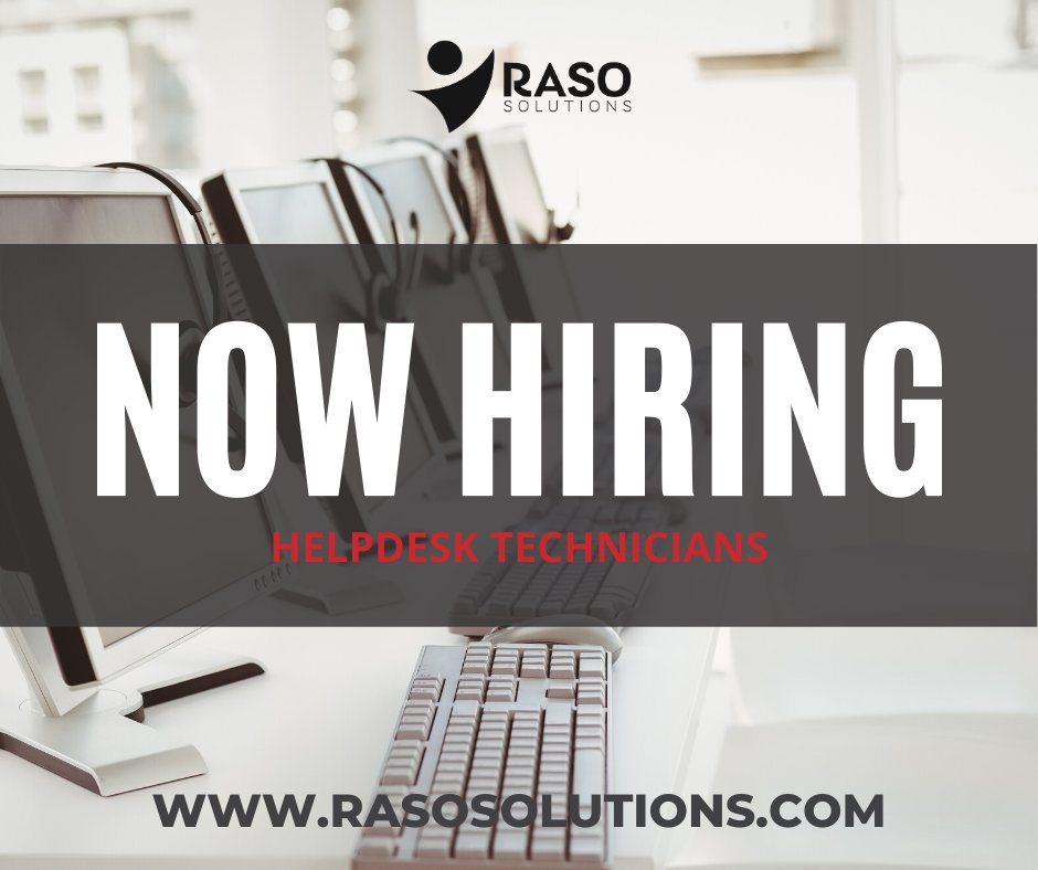 Raso Solutions On Twitter We Re Hiring We Re Looking For