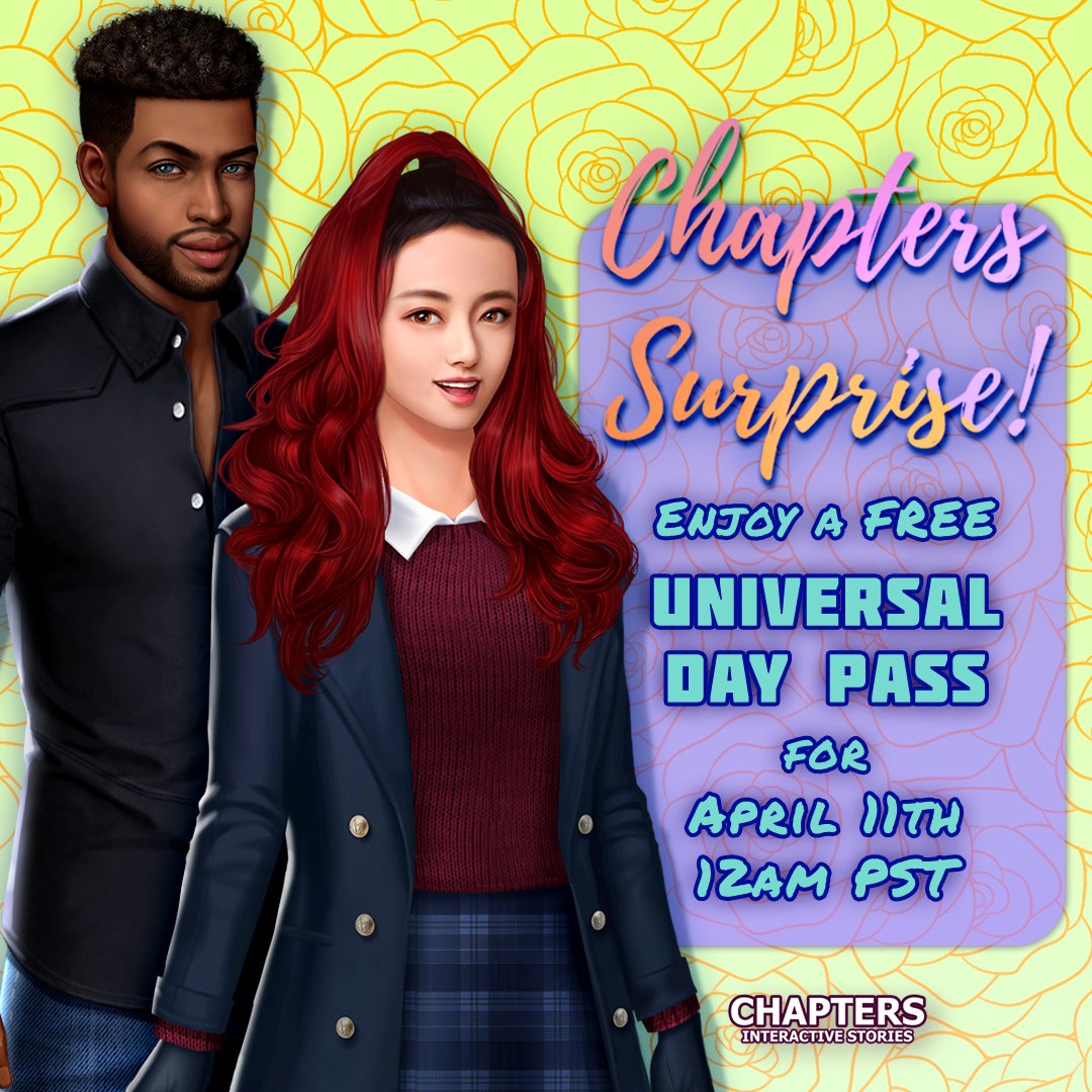 ChaptersGame's tweet photo. Enjoy a FREE Day Pass tomorrow!
#ChaptersGame #ChaptersInteractiveStories https://t.co/LzFwNXRvN4