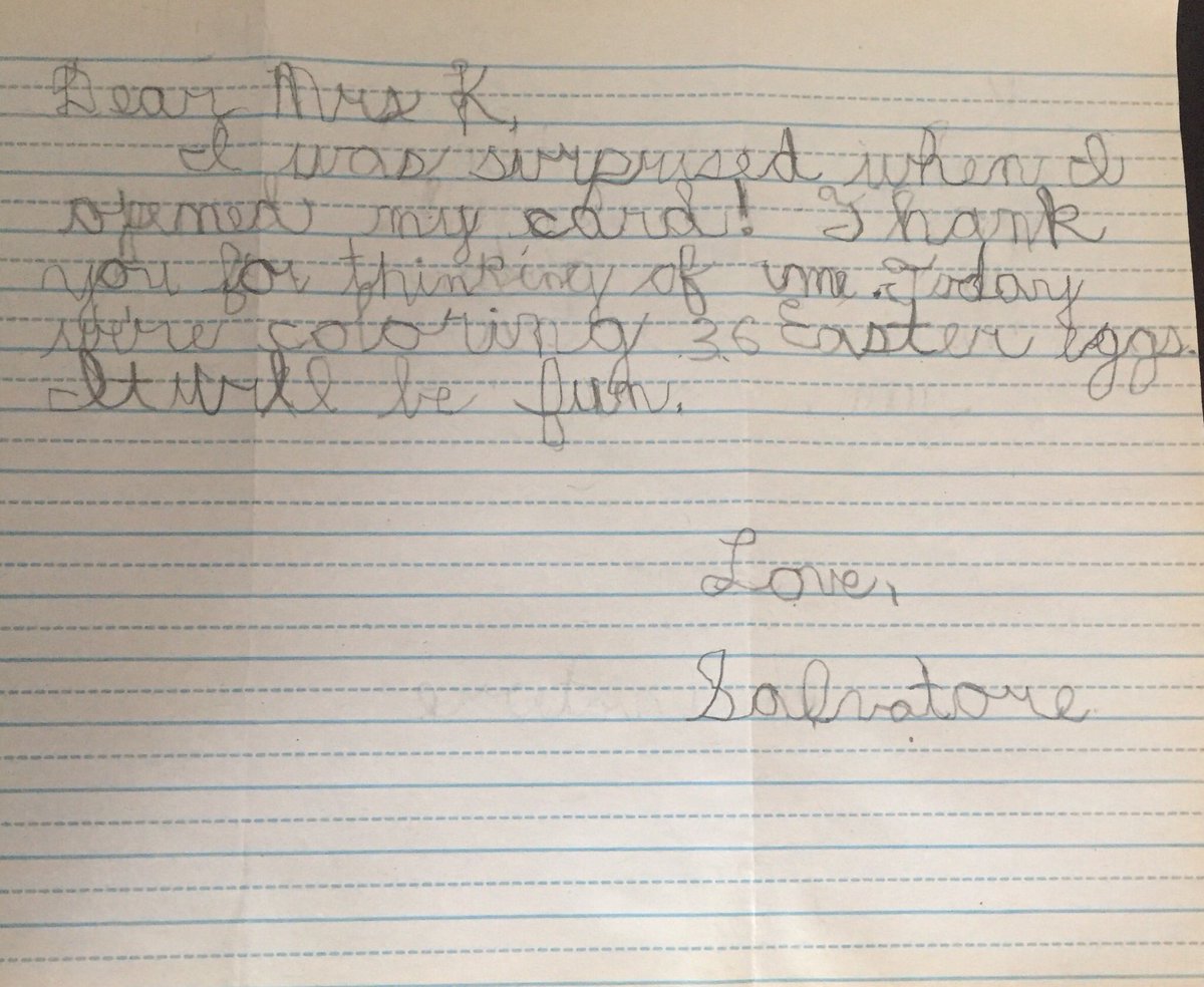 tklemkowsky14's tweet photo. What a Great day it was to receive a letter in the mail from one of my students. Look at his first cursive writing! 😊Nothing but smiles and love felt today🥰 @SuncrestStars https://t.co/o8lKVfJlUn