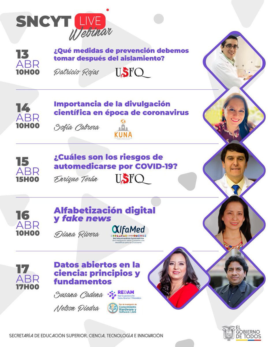 EduSuperiorEc's tweet photo. 👨🏻💻 🔬Creamos un espacio donde puedes conocer e interactuar con expertos sobre temas relacionados a la educación superior, ciencia, tecnología y la innovación en el Ecuador. ¡No te pierdas los 📲 #SncytLive Webinar! Más información 👇 👇 https://t.co/Vz2iRGA7Ye