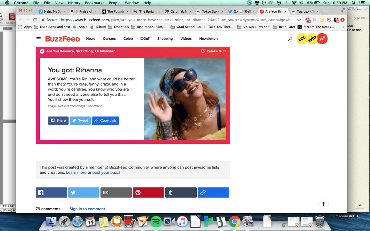 two buzzfeed quizzes. Obi-Wan AND Rihanna. pure of heart, bde.