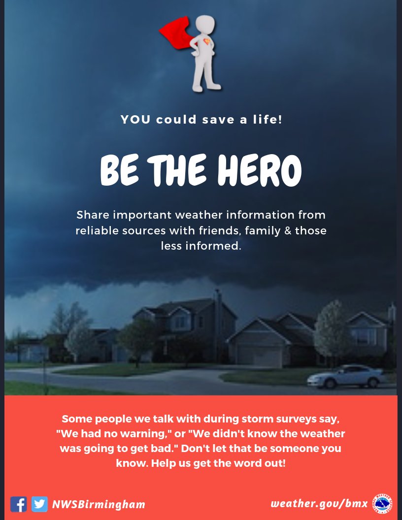 5/6If you are the designated "weather expert" for your group of family or friends, please help us get the word out. Also, please make sure that the info you give them comes from a TRUSTED AND RELIABLE SOURCE, like the National Weather Service and local news media.  #alwx